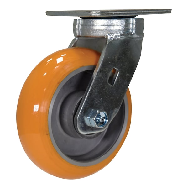 Orange Premium Heavy Duty Swivel Polyurethane 6 x 2 Caster